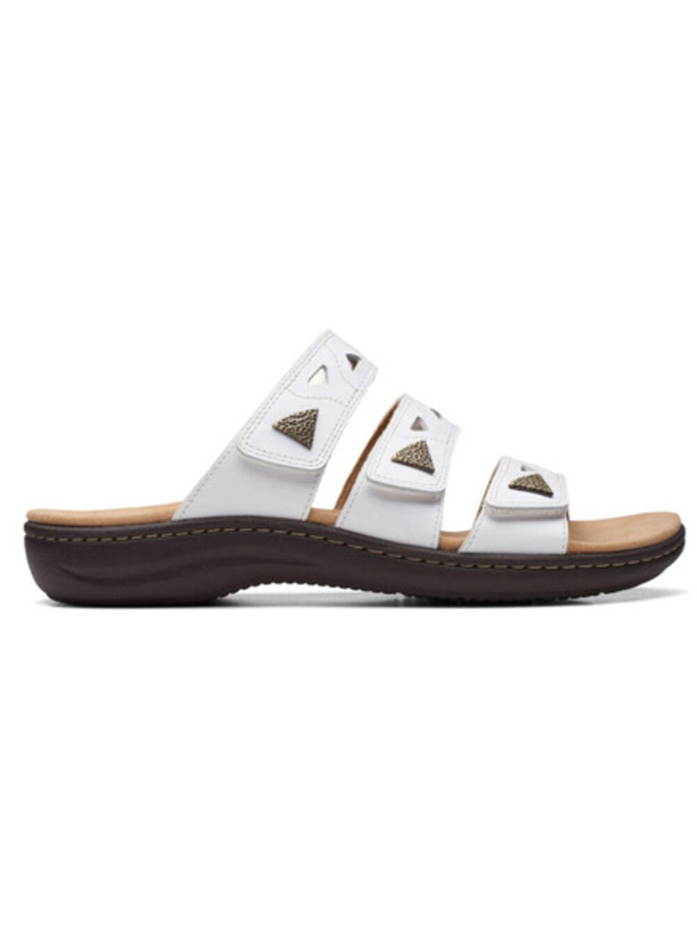 Clarks Laurieann Nora White Leather Slide Sandals Comfort Womens 12 Wide W